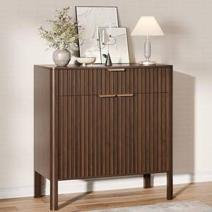 lot 9448 image: $150 Fluted Buffet CabinetTV Stand with Doors & Drawer 31 Walnut