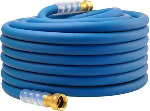 lot 9458 image: $78 Heavy Duty Premium Garden Hose 90ft x 58, 300PSI, Brass Fittings