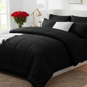 lot 9460 image: CozyLux Full Size Comforter Set, 7-Piece Bed in a Bag, Black
