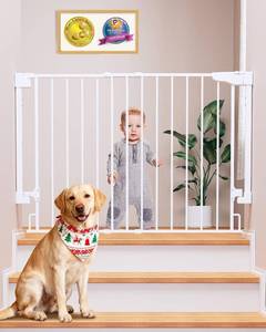 lot 9465 image: $60 Cumbor 29.2-43 Baby Gate for Stairs, Hardware Mounted, White