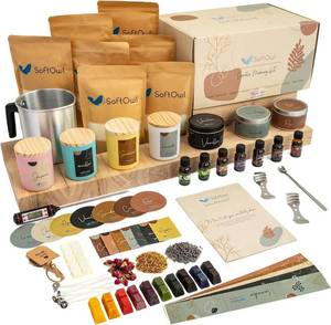 lot 9478 image: $50 SoftOwl Premium Soy Candle Making Kit - Full Set with 7oz Jars