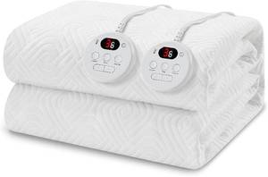 lot 9482 image: $90 Heated Mattress Pad King Size - Dual Control, Auto Shut Off, White