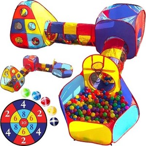 lot 9483 image: $60 Playz 5pc Kids Playhouse Jungle Gym Ball Pit with Dartboard Tents
