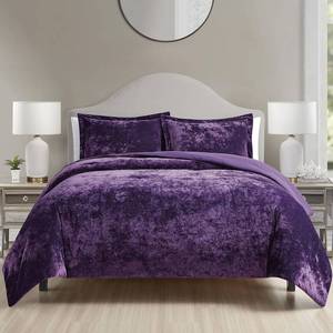 lot 9484 image: $55 Queen Velvet Comforter Set, 3-Piece Reversible with Shams Purple