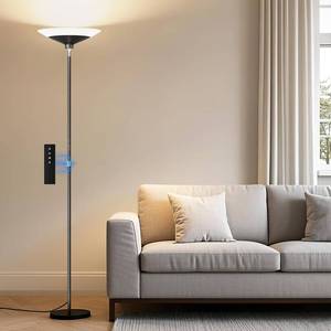 lot 9487 image: $60 Torchiere Floor Lamp, 72 Tall LED with Remote, 1800Lm, Black