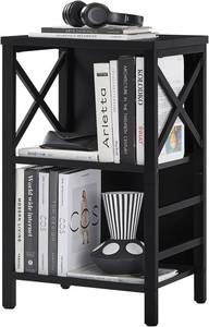 lot 9488 image: MNEETRUNG Small 3-Tier Industrial Bookshelf with Metal Frame