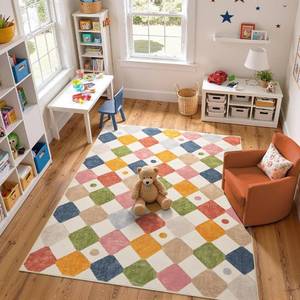 lot 9500 image: $110 jinchan 6x9 Classroom Rug, Washable Kids Area Rug, Checkered
