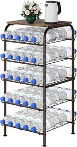 lot 9521 image: smusei 5-Tier Water Bottle Organizer Free-Standing Rack, Brown