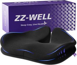 lot 9522 image: ZZ-WELL Seat Cushion for Office Chairs, Black, 21.2in, Memory Foam