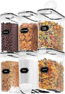 lot 9524 image: Skroam Cereal Containers Set of 6, 4L, Airtight Plastic Dispensers