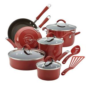 lot 9530 image: $310 Rachael Ray Aluminum Cookware Set Red
