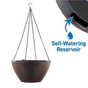 lot 9547 image: Magic Pot 13x13 10 qt Chestnut Brown Resin Self-Watering Planter