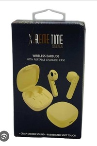lot 9570 image: Xtreme Time Wireless Rubberized Pocket-Sized Earbuds, Tan