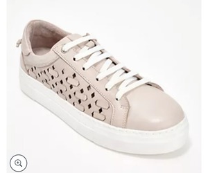 lot 9574 image: Miz Mooz Womens Leather Perforated Casual Sneakers Taupe 8.5