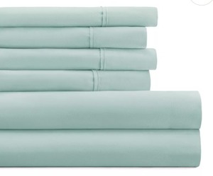 lot 9575 image: $50 Twin Home Reflections 1200TC Cotton Blend Sheet Set - Seaglass