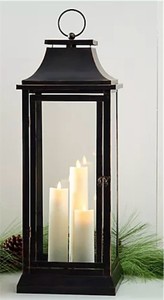 lot 9579 image: Luminara 19 Heritage Tri-Candle InOut Lantern Outdoor Lantern
