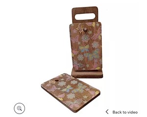 lot 9583 image: Temp-tations Seasonal (2) Wood Cutting Boards with Storage Stand