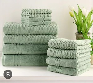 lot 9586 image: Home Reflections 100% Cotton Solid & Texture 18pc Towel Set - Aqua