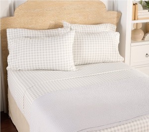 lot 9589 image: Home Reflections Flannel Sheet Set w Extra Cases, Grey Check, Queen