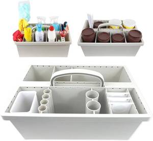 lot 9602 image: $151 Portable Organizer Caddy with Modular Design  Stratus Grey Unit