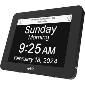 lot 9620 image: $55 Robin Day Clock for Seniors, 8 Digital Calendar with Talking