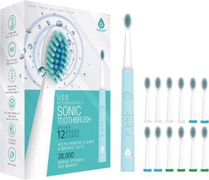 lot 9621 image: PINK Pursonic Whitening USB Sonic Toothbrush 12 Heads 38,000 SPM