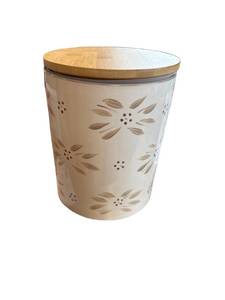 lot 9622 image: Temptations 5 quart old world canister with lid taupe