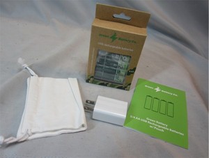 lot 9632 image: Green Battery Co. USB 4 Rechargeable AA Li-on Batteries 1.5V