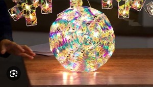lot 9634 image: Bethlehem Lights 10 Illuminated Ribbon Sphere, Iridescent