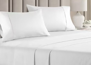lot 9641 image: $59 King Bobby Berk 100% Cotton 400TC Sheet Set White