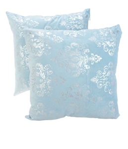 lot 9649 image: 18x18 Zeta-Jones Set of Casa Metallic Damask - ROSE in Color