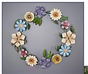 lot 9657 image: Home Reflections Spring Floral Metal Wreath or Garland