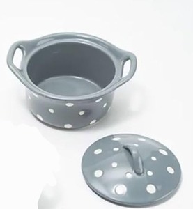 lot 9663 image: Temp-tations PoIka Dot Butter Dish Grey