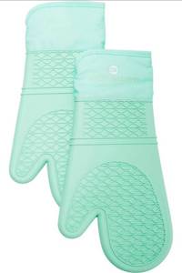 lot 9676 image: Set of Cooks Essentials Silicone Oven Gloves, Mint
