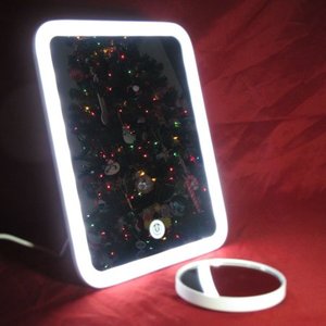 lot 9677 image: Fancii Aura Go Tri-Color White LED Lighted Travel Vanity Mirror