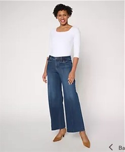 lot 9682 image: $119 NYDJ Teresa Wide-Leg Jeans with Front Seam Details size 14W
