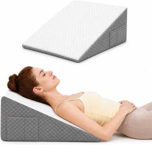 lot 9684 image: OAISZ Wedge Pillow for Sleep Apnea, 10-Inch Memory Foam Light Grey