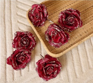 lot 9686 image: Set of 6 Rose Clips with Glitter Petals by Valerie, Blue