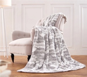 lot 9689 image: $69 Dennis Basso 60 x 70 Faux Fur Oversized Throw, Light Grey
