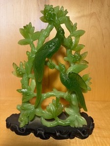 Wony Italy Faux Green Jade Birds of Paradise Figurine