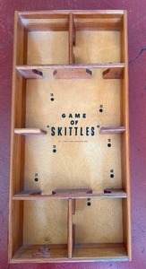 lot 82 image: Vintage Skittles Game Made into Display Rack or Shelf