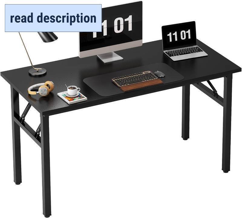 lot 161496 image: Retails for $120 Need Computer Desk Office Desk 47 inches Folding Table with BIFMA Certification Computer Table Workstation No Install Needed, Black Brown