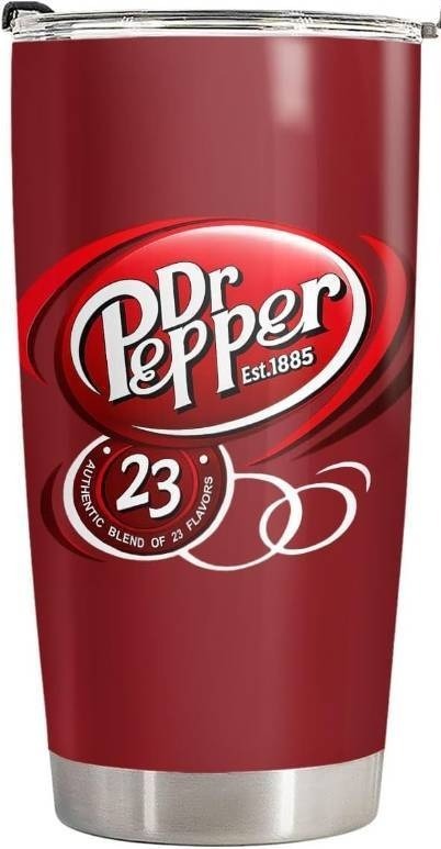 lot 391696 image: Soda Drink 20oz Tumbler with Lid Insulated Stainless Steel Travel Coffee Mug Skinny Cup Gifts for Women Men Mom Classic Red Soda Pop Lover Cola Drink Funny Retro Vintage