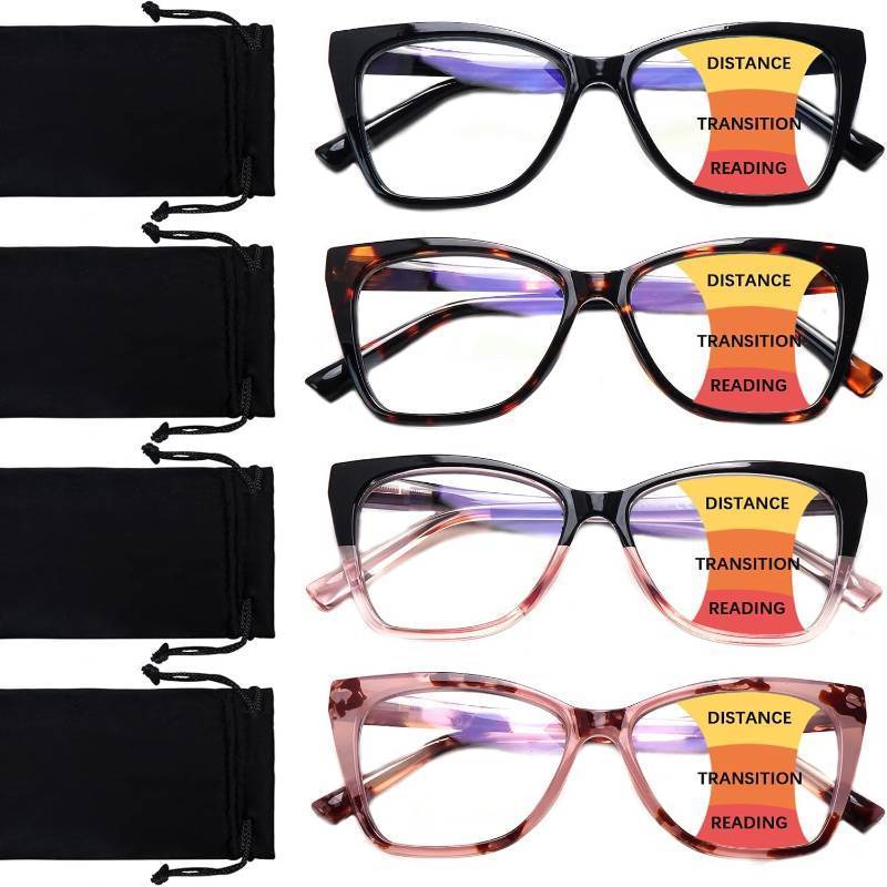lot 131450 image: Blue Light Blocking Progressive Multifocus Reading Glasses for Women Stylish Multifocus Readers with Spring Hinges