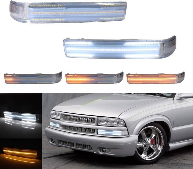 lot 331268 image: For 1998-2004 Chevy S10 Pickup,1998-2005 Chevy Blazer & 1998-2004 GMC Sonoma Front Parking turn signal lights Clear Lens AmberWhite GM2521162, GM2520162, 15098267, 15098268
