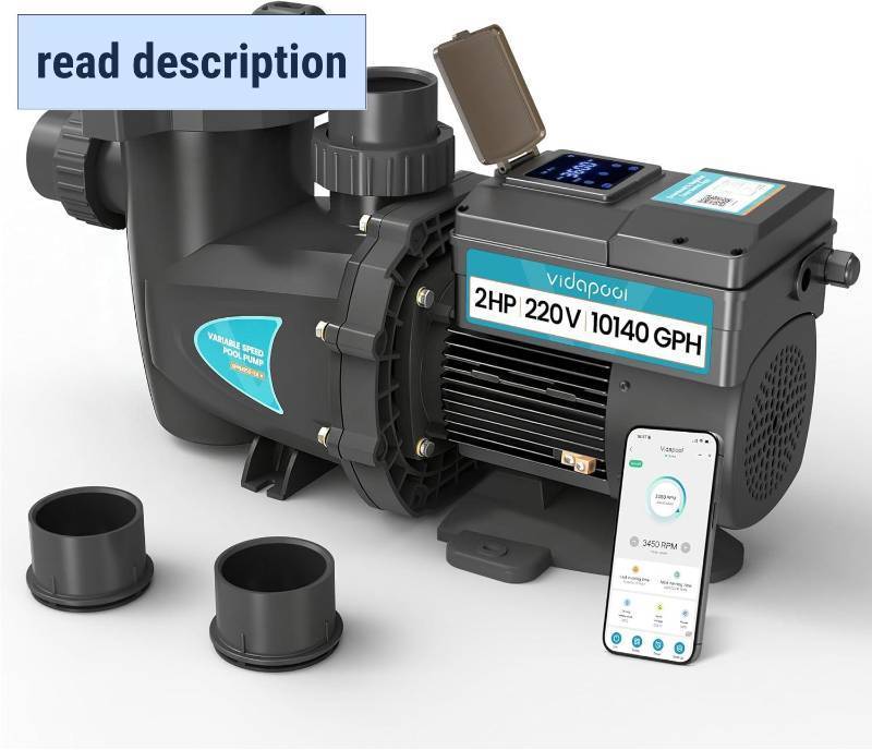 lot 321461 image: Retails for $728 Variable Speed Pool Pump, InAbove Pool Pump with Filter Basket, 2 HP, 220V, 10140GPH