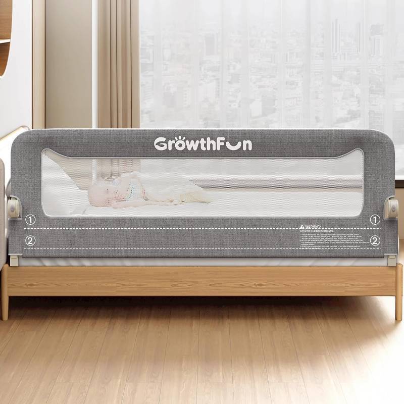 lot 321476 image: Foldable Bed Rail for Toddlers, 71in Reinforced Carbon Steel Frame&Connectors, Breathable Cationic Fabric - Safety Toddler Bed Rails for Queen, King, Twin, Full, No-Tool Setup.
