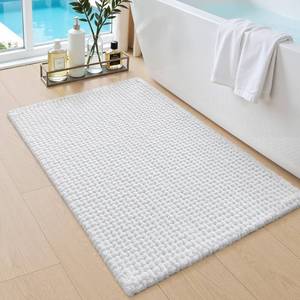 lot 1547 image: DEXI Chenille Bath Mat 36x24, Soft Absorbent Bathroom Rugs, White