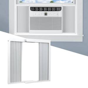 lot 1553 image: Memrita Window AC Side Panels with Frame Set,Air Conditioner Accordion Filler Curtain Replacement for Window AC Units,Fits Most 10,000 BTU Units,White,2 Pack