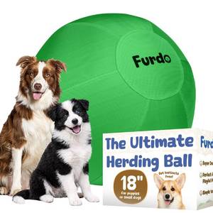 lot 1557 image: Furdo 18in Herding Ball for Dogs, for Corgis, for Australian Shepherd, for Cattle, for Border Collie, for Blue Heelers and Other Medium to Large Dogs, Herding Dog Ball, Herding Dog Toys - Green